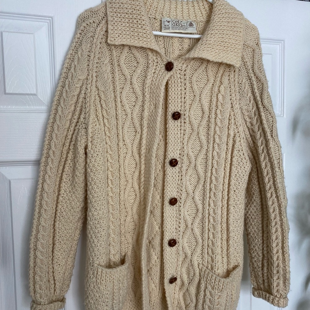 Hand knit wool Irish sweater